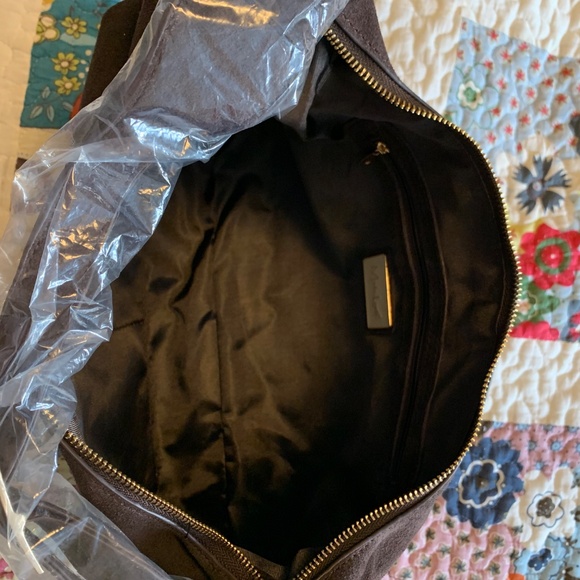 NEW Moda Luxe Maple Suede Hobo handbag leather chocolate NWT - Picture 2 of 9